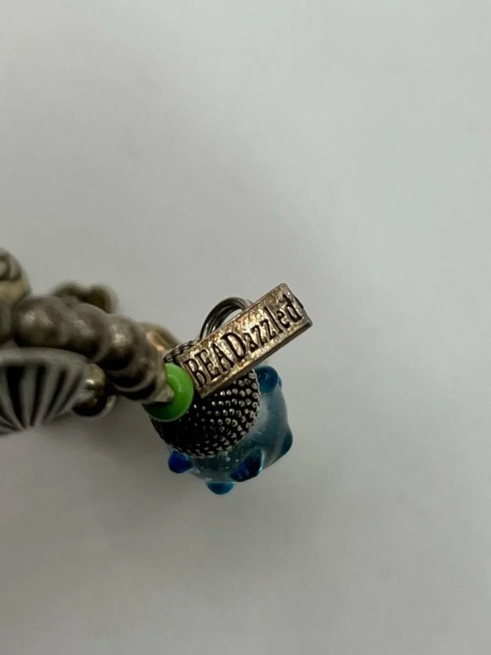 VTG Sterling Silver Charm Bracelet Artisan Lampwork Glass Beads Florida Shell